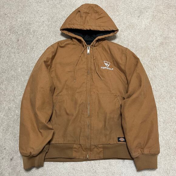 Dickies Full Zip Brown Hooded Workwear Cold Weather Jacket Medium - Picture 1 of 7